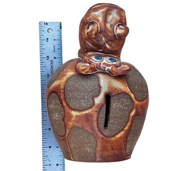 Hippo Coin Bank With Hand-Painted Details Glossy & Matte Finish 1970s Ceramic - Picture 9 of 11